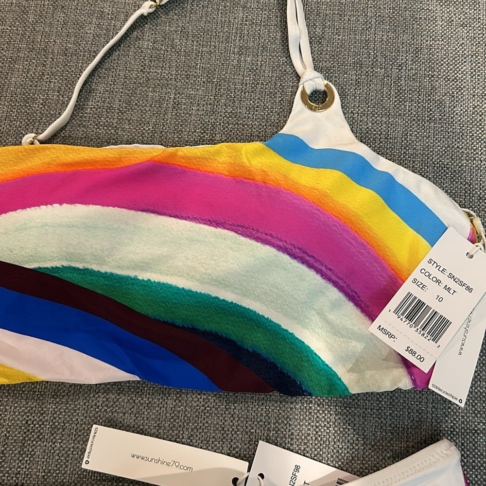 SUNSHINE 79 Rainbow One Shoulder Bikini Set Size 10 - Picture 12 of 16